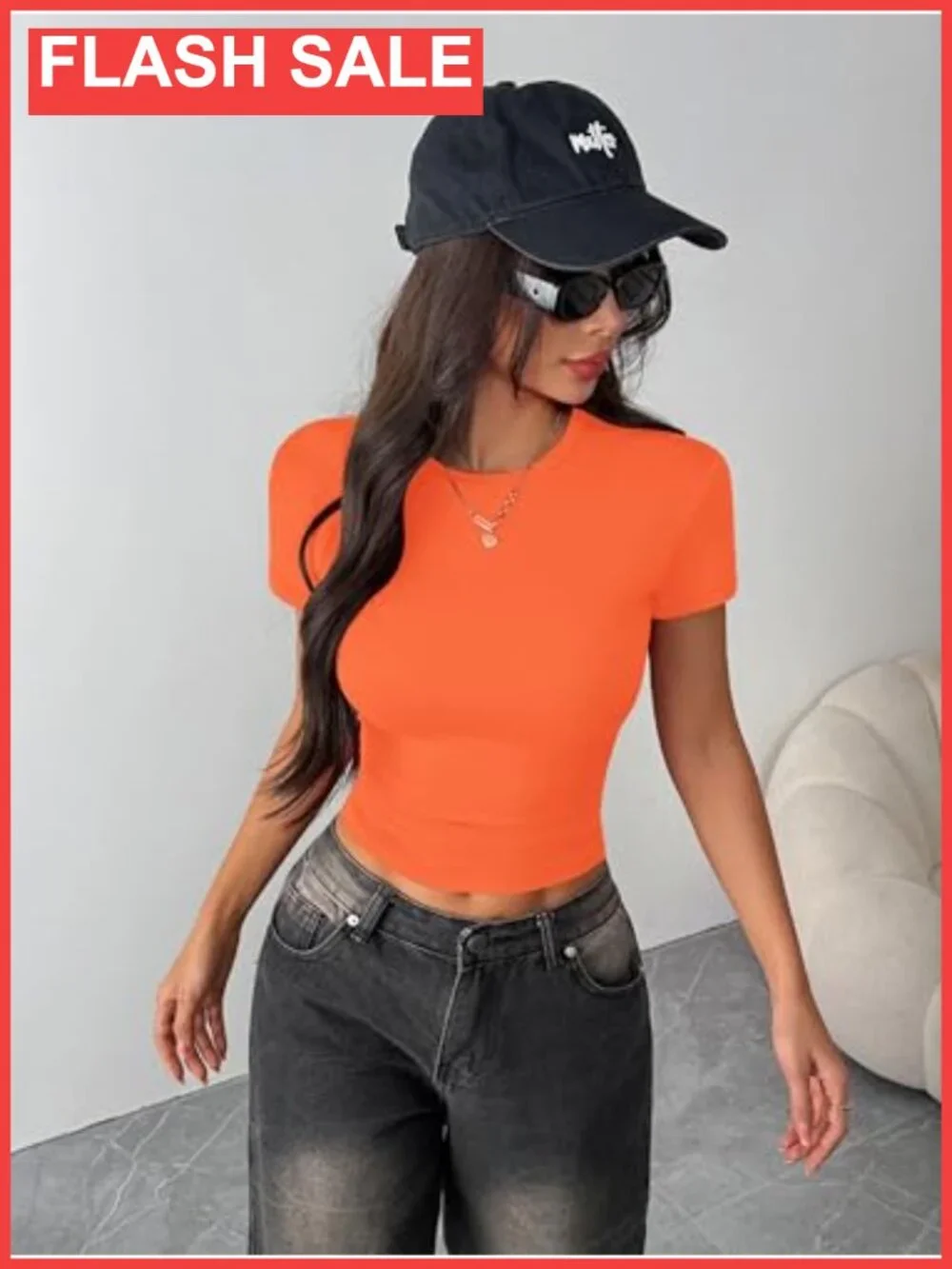 Women Short Sleeve Fitted Summer Top Stretchy Basic Tee
